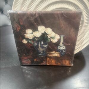 Floral Canvas Art with Blue and White Vase